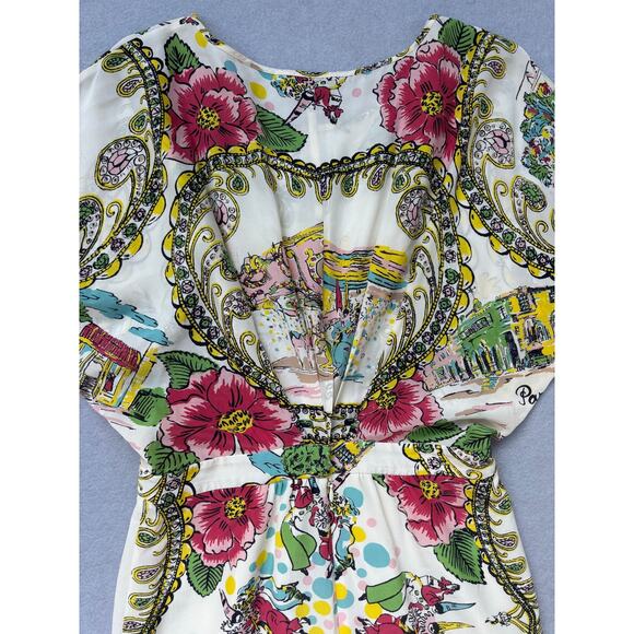 Anthropologie Collette Dinnigan Scenic‎ 100% Silk Dress size 0 EUC floral shift - Picture 4 of 8
